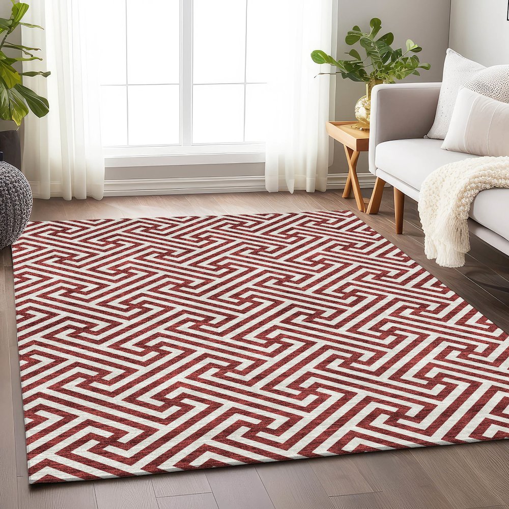 Premium Machine Washable Mayfield AMF731 Merlot 5' x 7'6" Rug. Picture 5