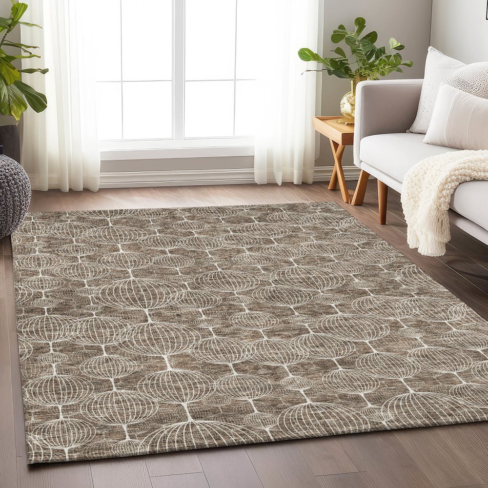 Premium Machine Washable Mayfield AMF732 Chocolate 5' x 7'6" Rug. Picture 5