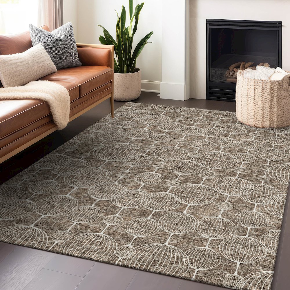 Premium Machine Washable Mayfield AMF732 Chocolate 5' x 7'6" Rug. Picture 6