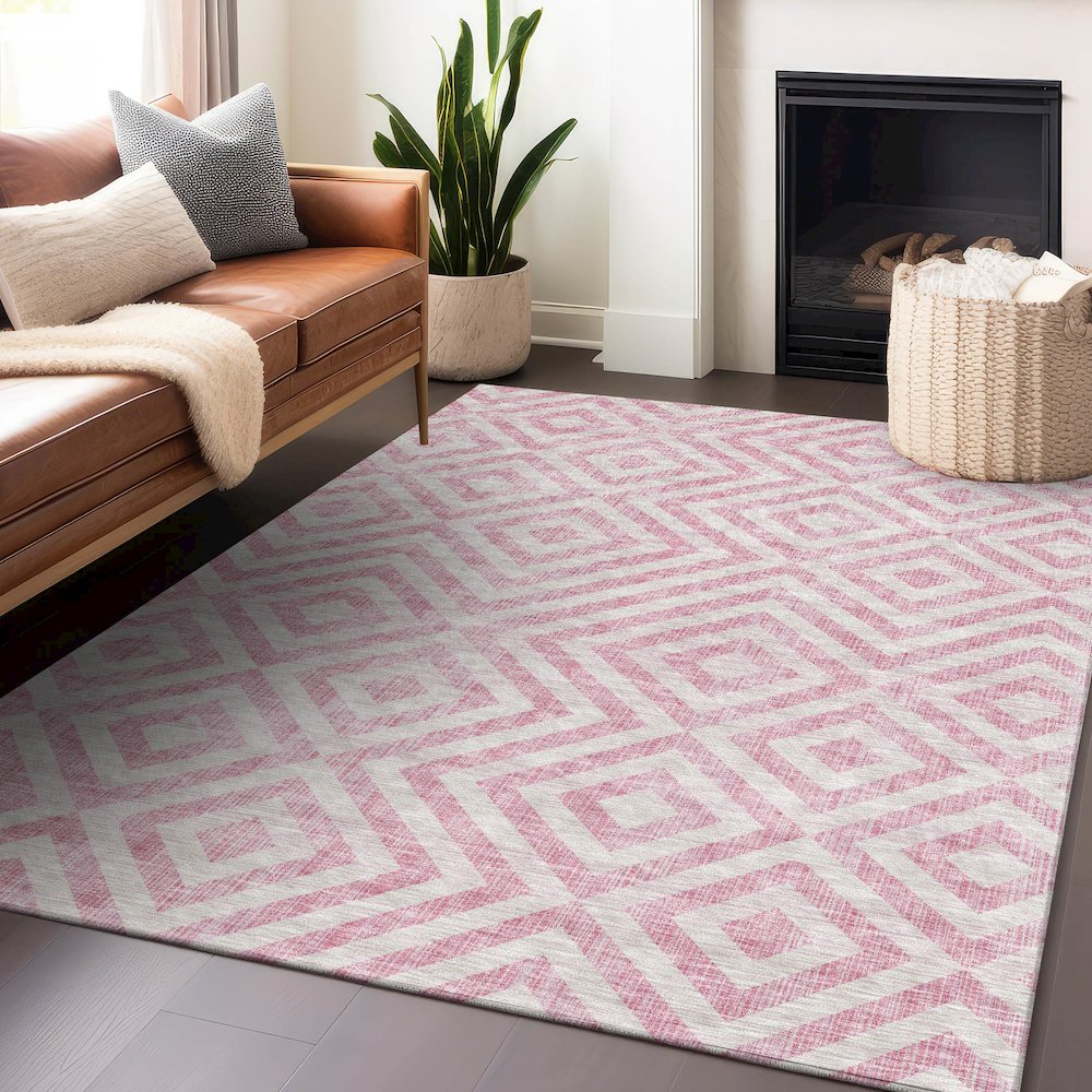 Premium Machine Washable Mayfield AMF733 Pink 5' x 7'6" Rug. Picture 6