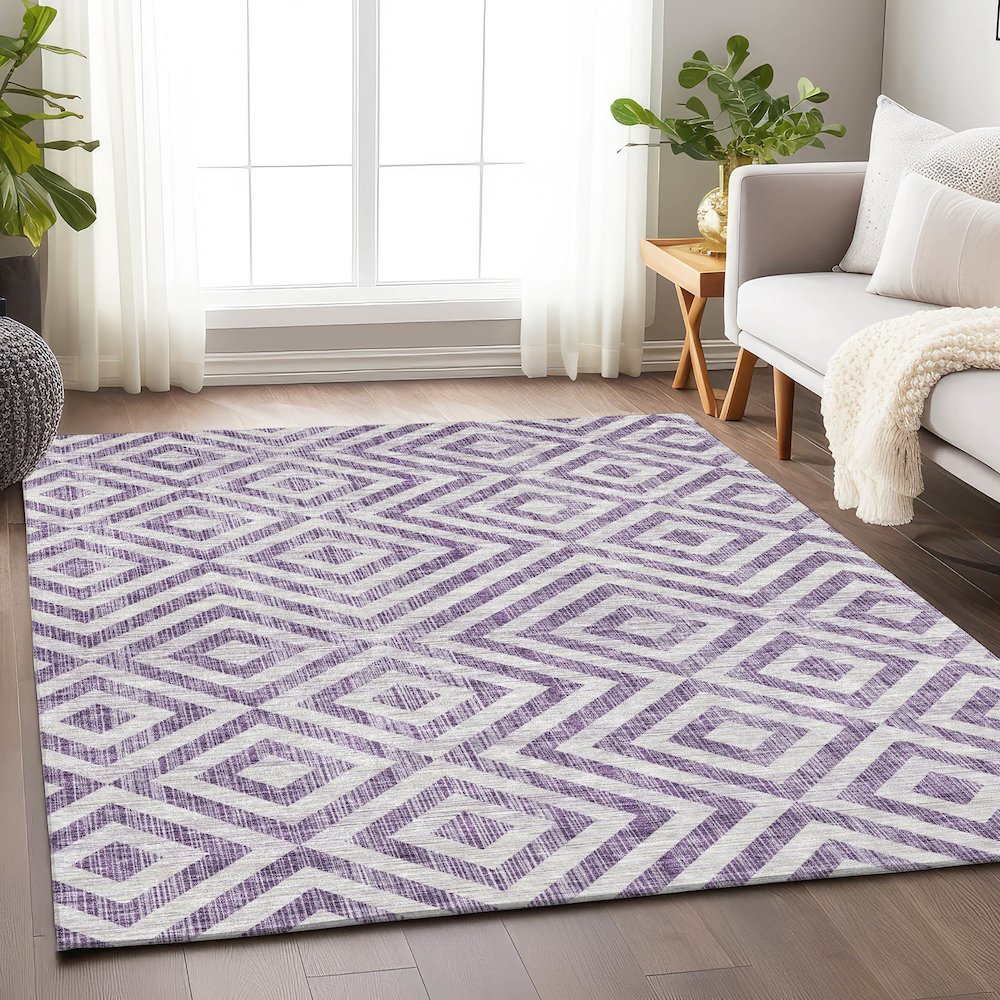 Premium Machine Washable Mayfield AMF733 Purple 5' x 7'6" Rug. Picture 5