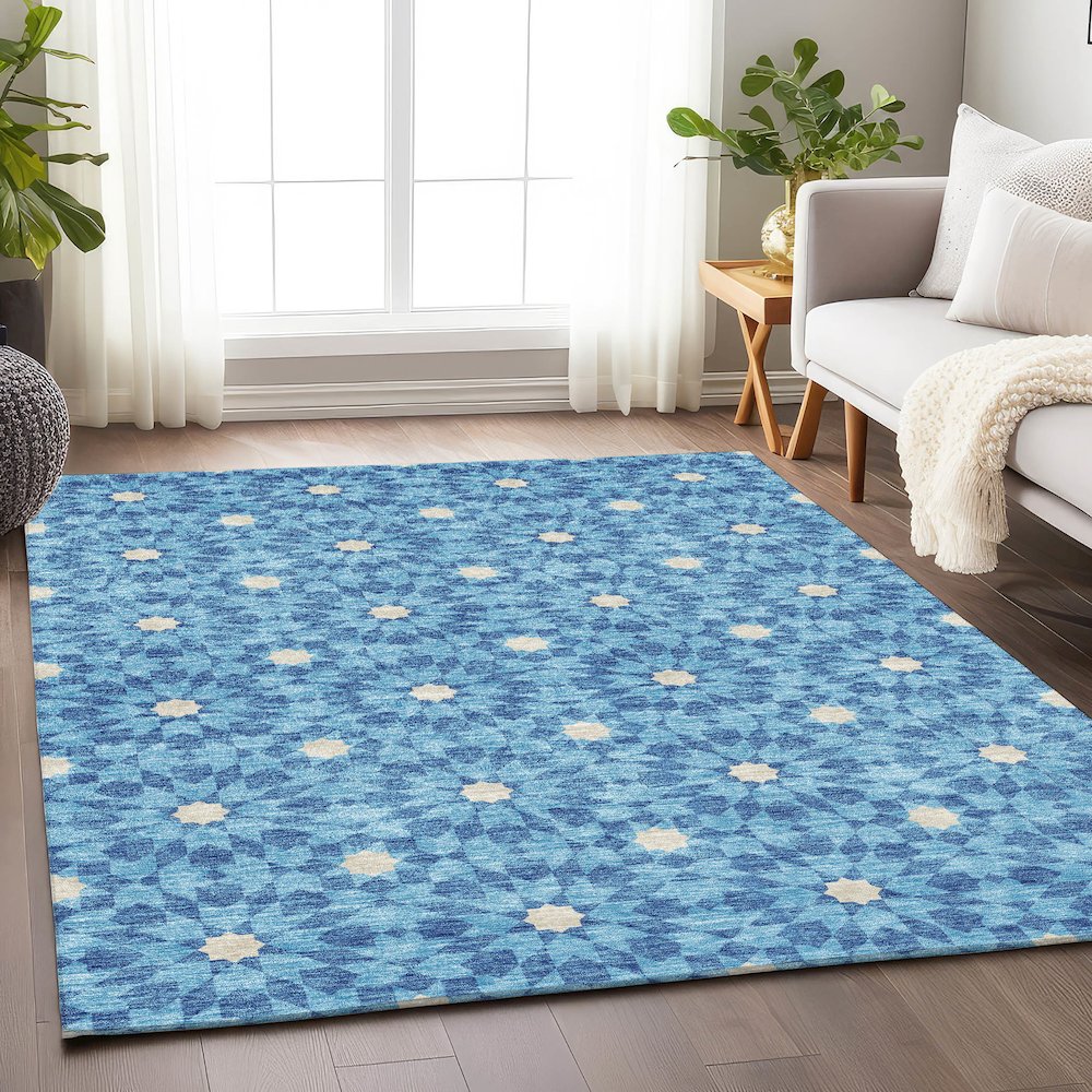 Premium Machine Washable Mayfield AMF734 Denim 5' x 7'6" Rug. Picture 5