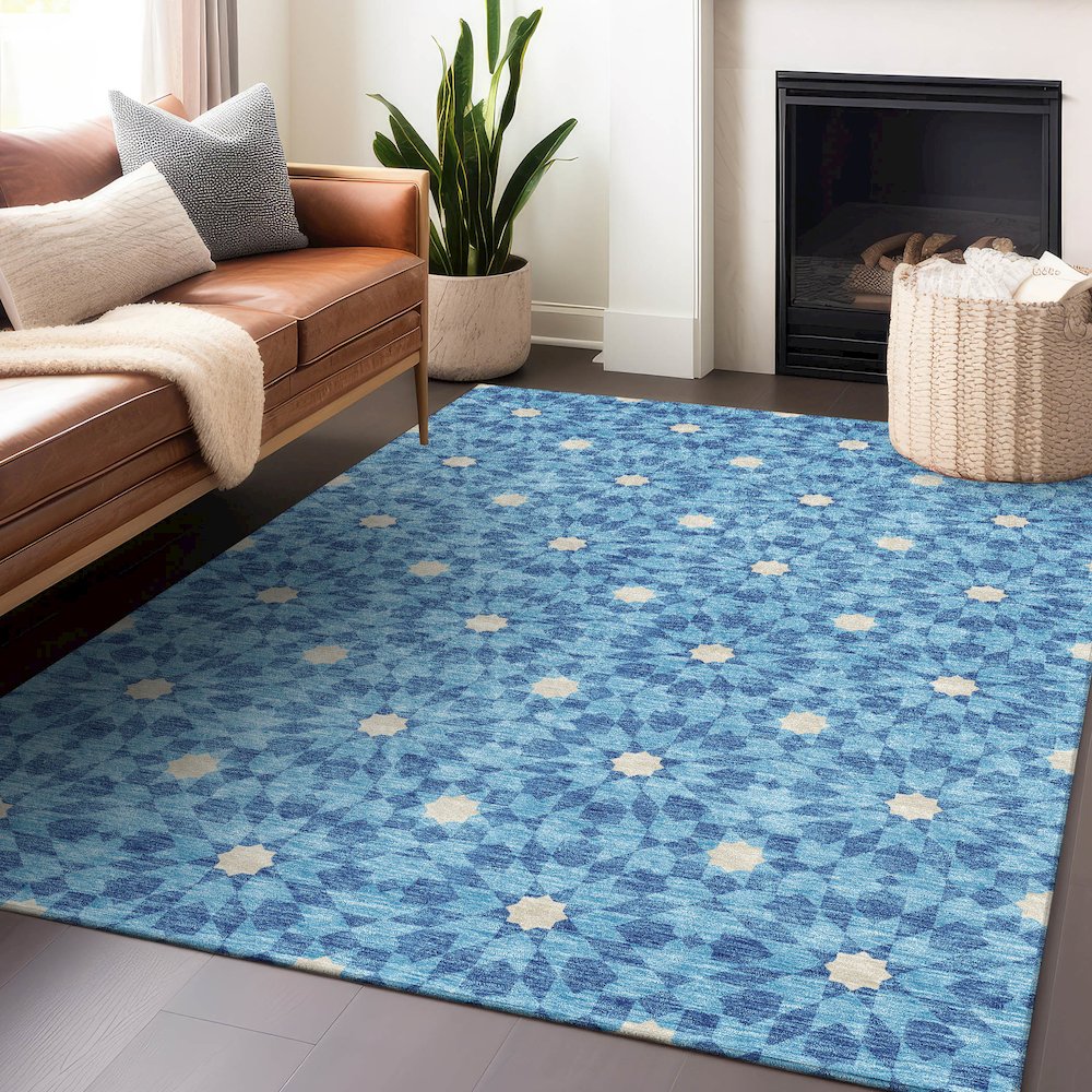 Premium Machine Washable Mayfield AMF734 Denim 5' x 7'6" Rug. Picture 6