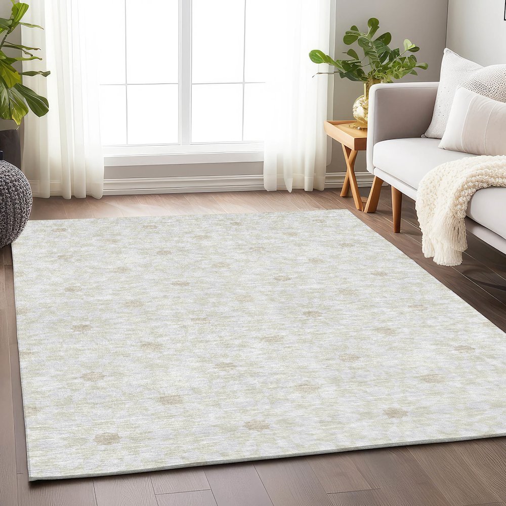 Premium Machine Washable Mayfield AMF734 Ivory 5' x 7'6" Rug. Picture 5