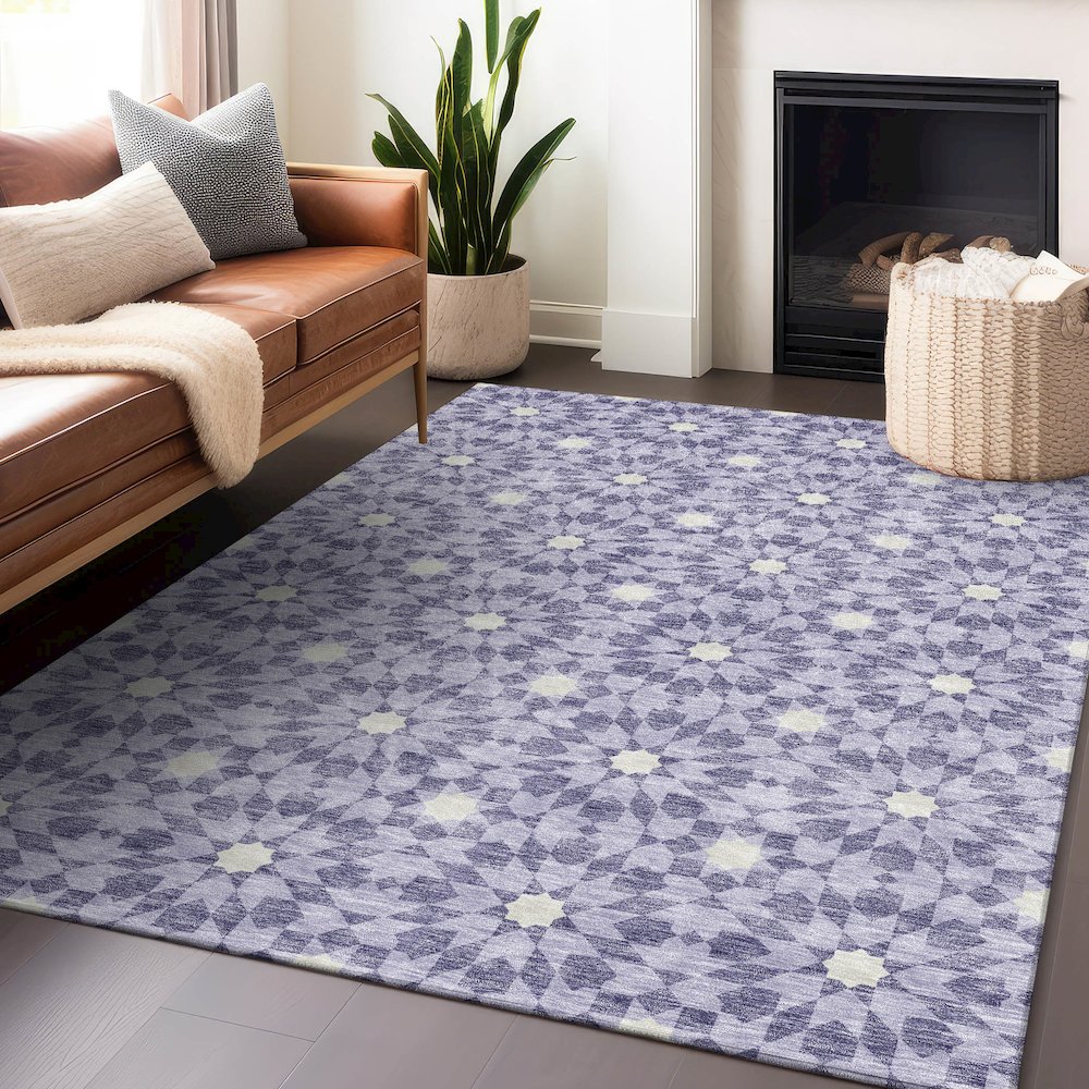 Premium Machine Washable Mayfield AMF734 Lilac 5' x 7'6" Rug. Picture 6