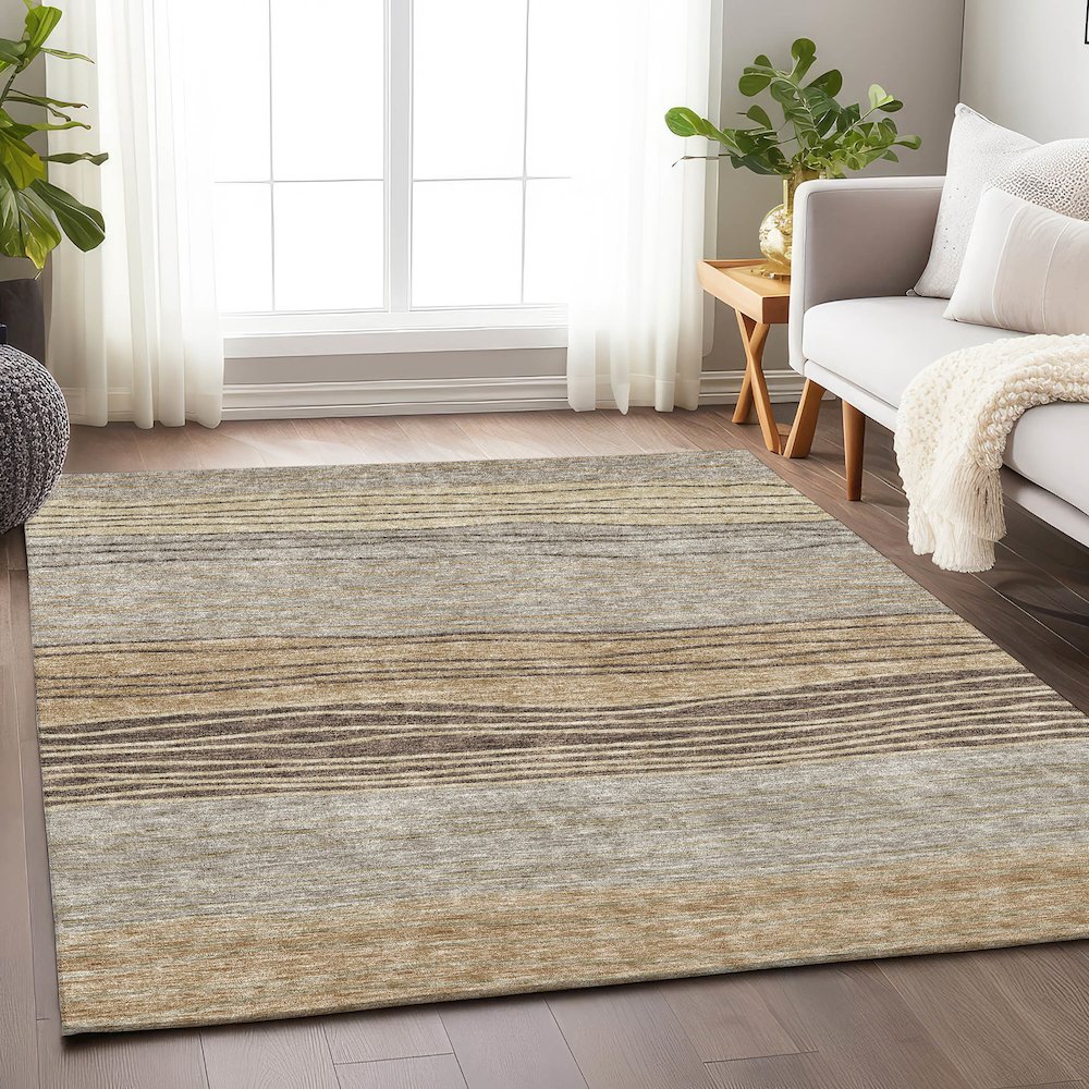 Premium Machine Washable Mayfield AMF735 Taupe 5' x 7'6" Rug. Picture 5