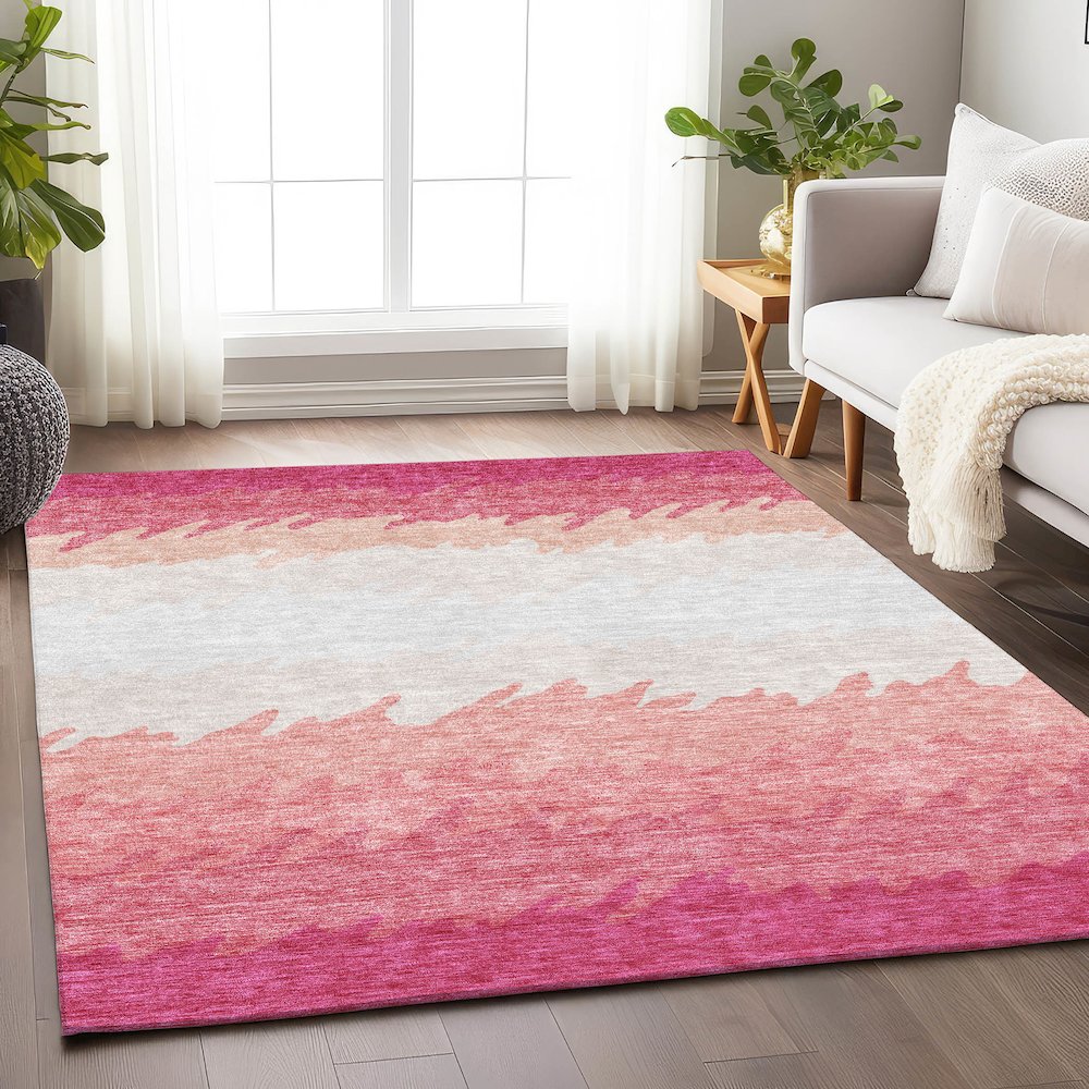 Premium Machine Washable Mayfield AMF736 Blush 5' x 7'6" Rug. Picture 5