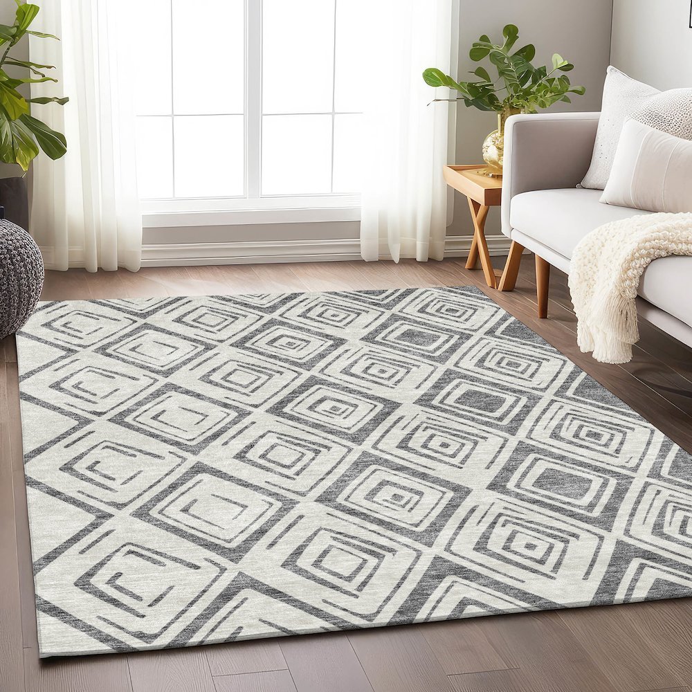 Premium Machine Washable Mayfield AMF737 Gray 5' x 7'6" Rug. Picture 5