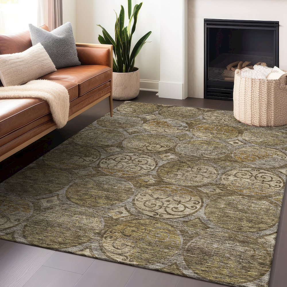 Premium Machine Washable Mayfield AMF738 Brown 5' x 7'6" Rug. Picture 6