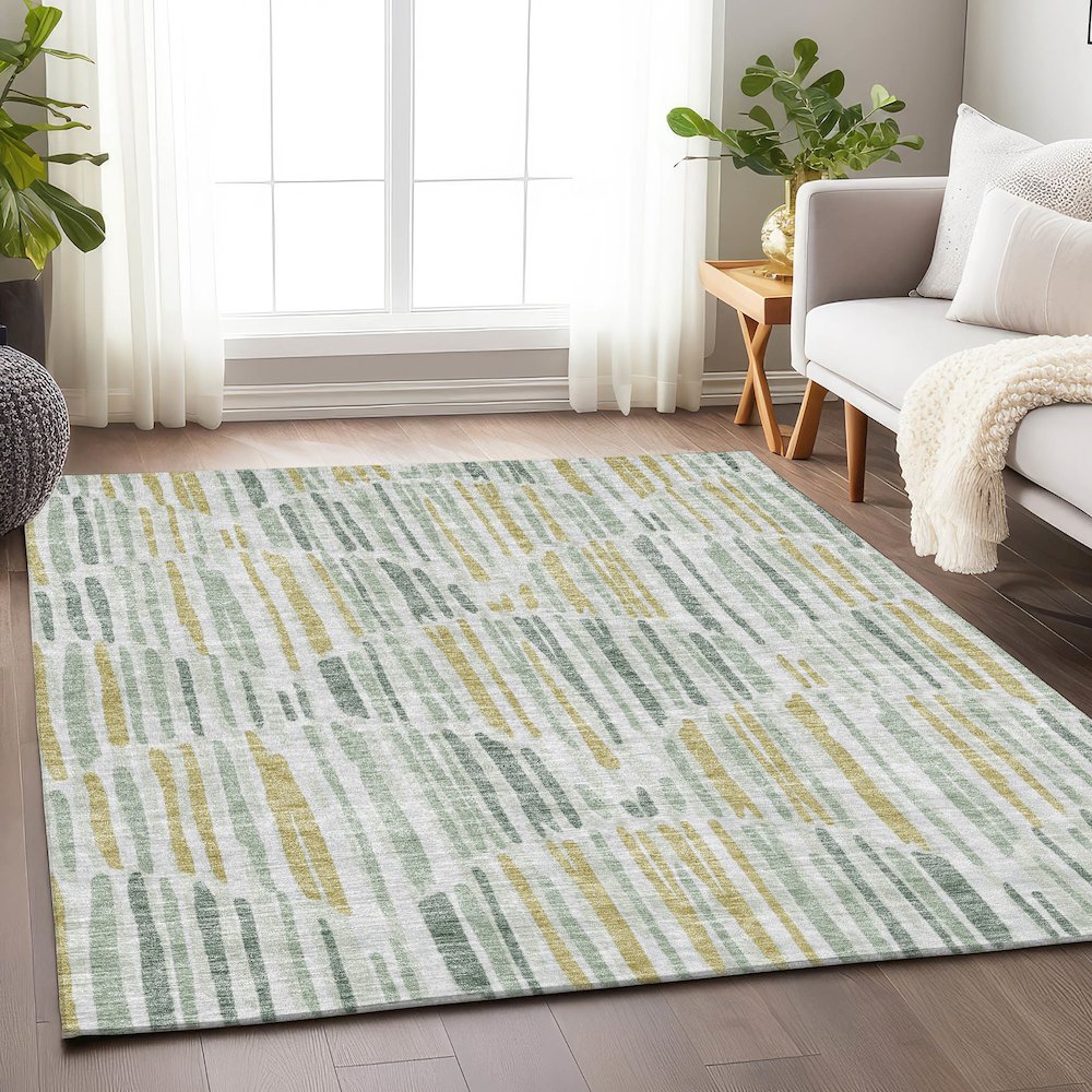 Premium Machine Washable Mayfield AMF739 Sage 5' x 7'6" Rug. Picture 5