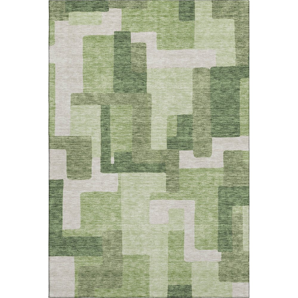 Premium Machine Washable Mayfield AMF740 Green 5' x 7'6" Rug. Picture 1