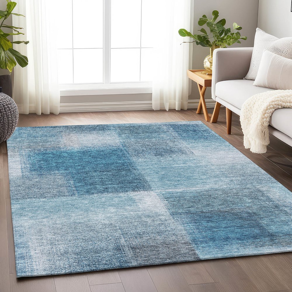 Premium Machine Washable Mayfield AMF742 Denim 5' x 7'6" Rug. Picture 5