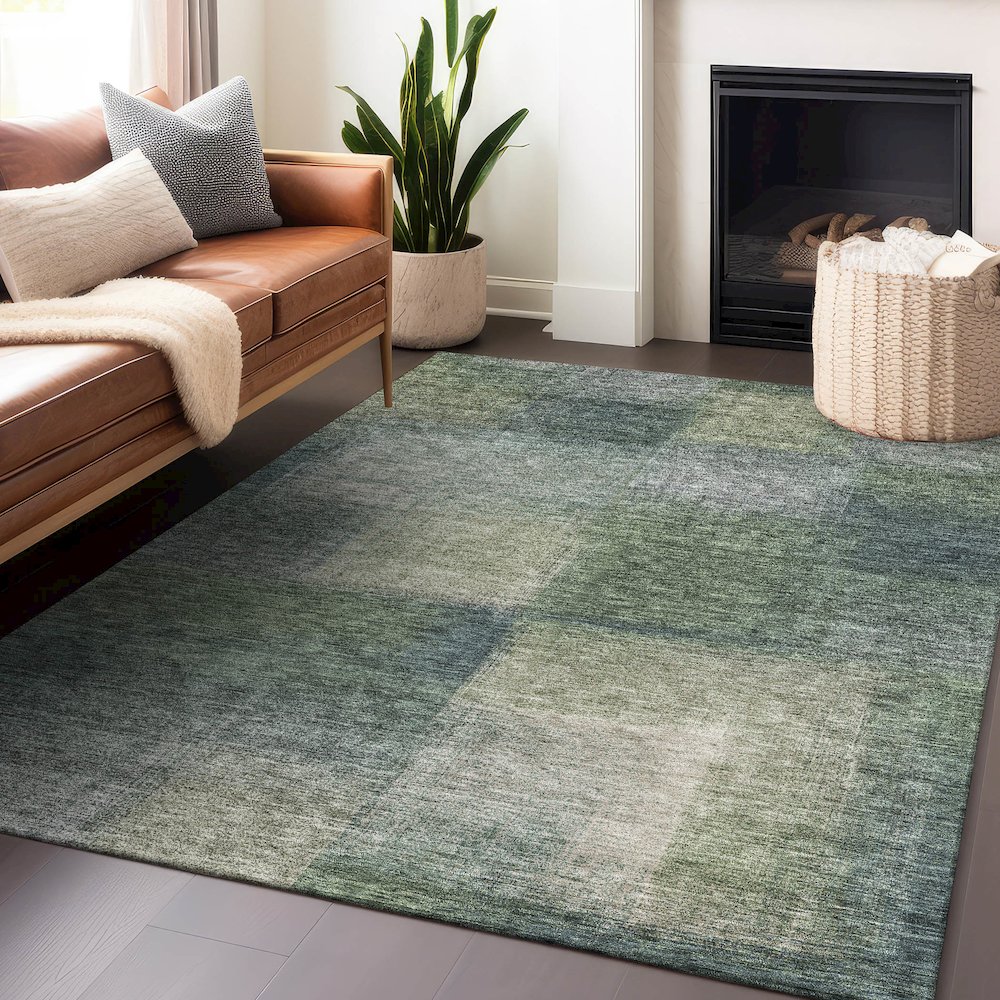 Premium Machine Washable Mayfield AMF742 Olive 5' x 7'6" Rug. Picture 6