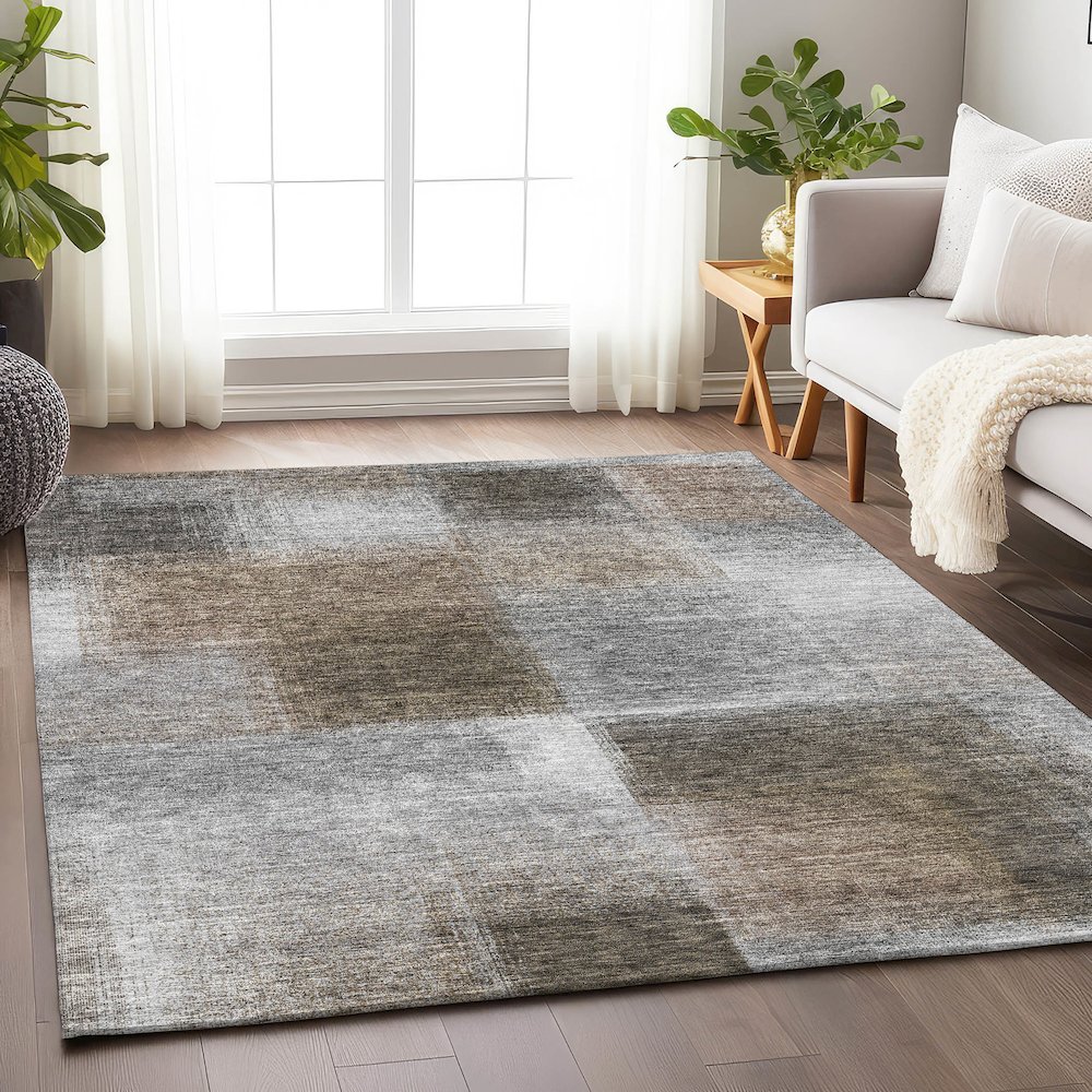 Premium Machine Washable Mayfield AMF742 Silver 5' x 7'6" Rug. Picture 5