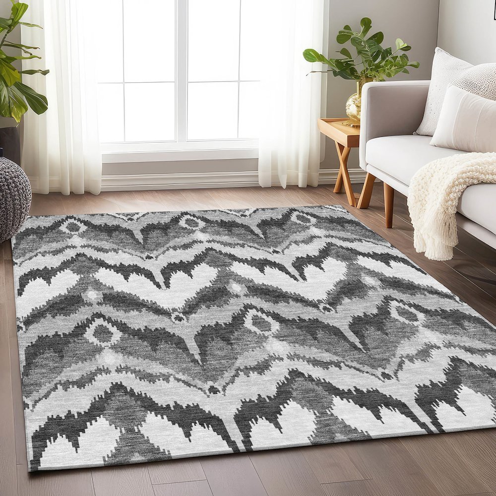Premium Machine Washable Mayfield AMF743 Gray 5' x 7'6" Rug. Picture 5