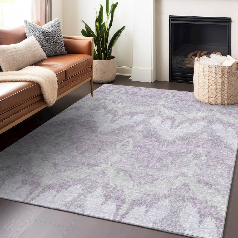 Premium Machine Washable Mayfield AMF743 Lavender 5' x 7'6" Rug. Picture 6