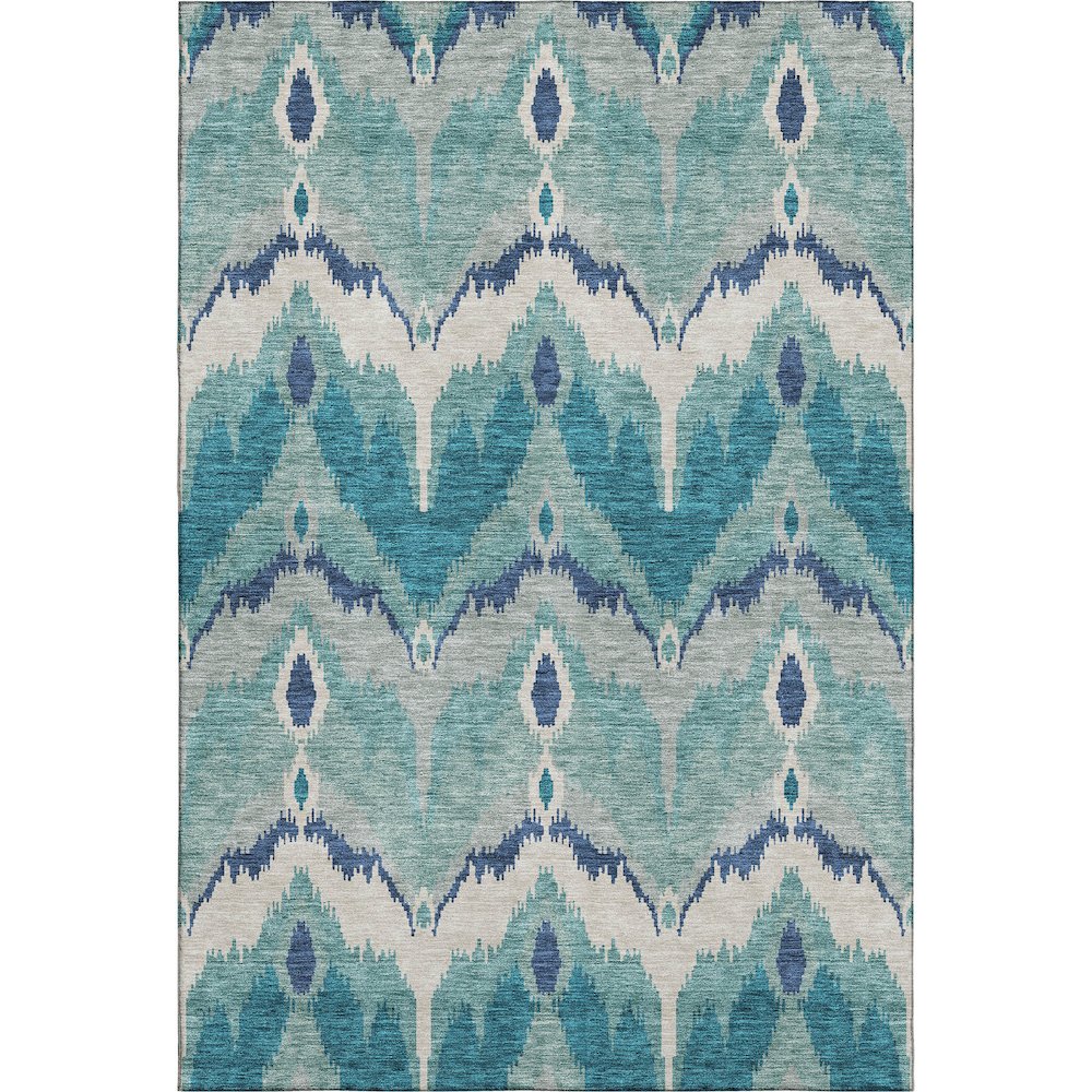 Premium Machine Washable Mayfield AMF743 Teal 5' x 7'6" Rug. Picture 1