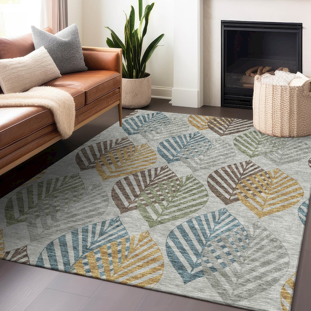 Premium Machine Washable Mayfield AMF744 Gray 5' x 7'6" Rug. Picture 6
