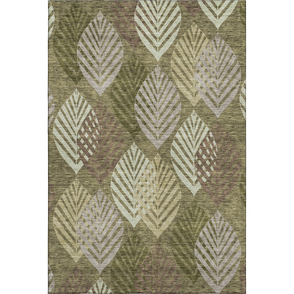 Premium Machine Washable Mayfield AMF744 Olive 5' x 7'6" Rug. Picture 1