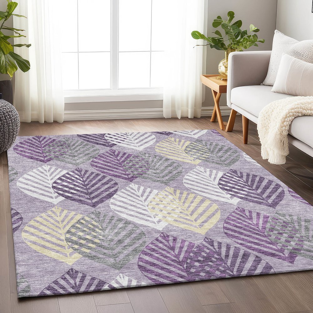 Premium Machine Washable Mayfield AMF744 Purple 5' x 7'6" Rug. Picture 5