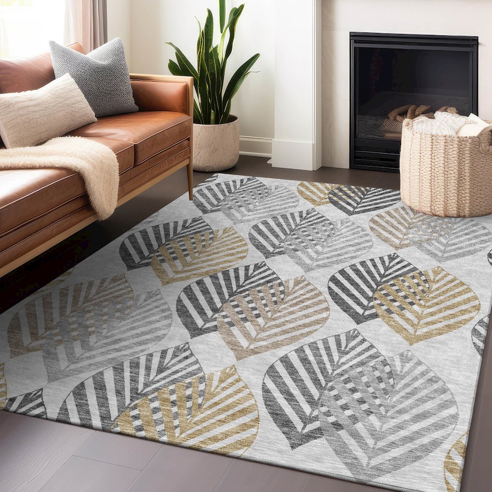 Premium Machine Washable Mayfield AMF744 Silver 5' x 7'6" Rug. Picture 6
