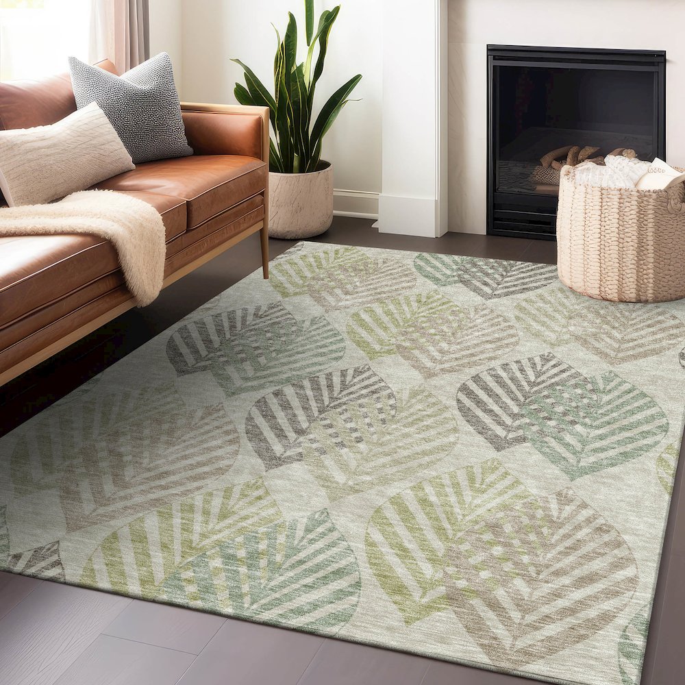 Premium Machine Washable Mayfield AMF744 Taupe 5' x 7'6" Rug. Picture 6