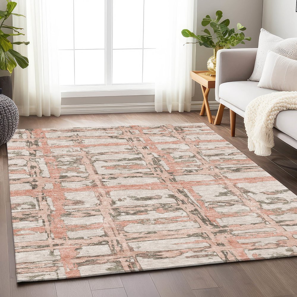 Premium Machine Washable Mayfield AMF745 Pink 5' x 7'6" Rug. Picture 5
