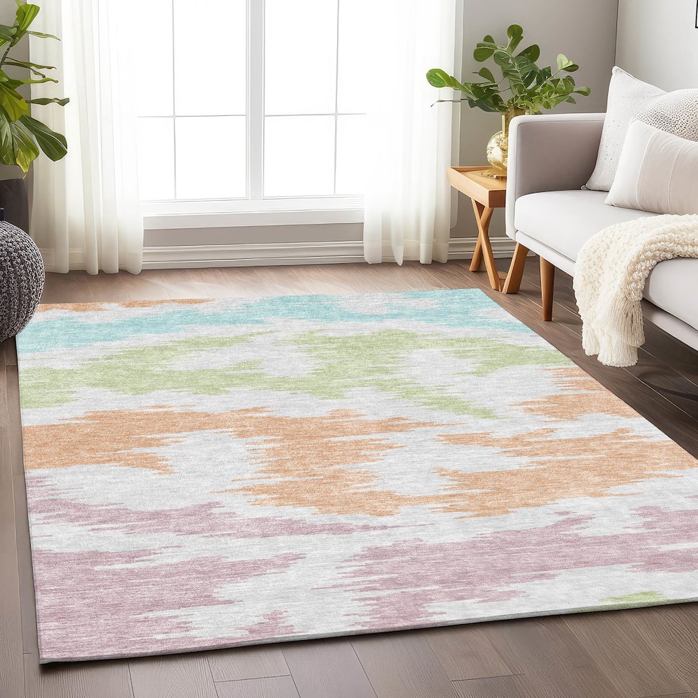 Premium Machine Washable Mayfield AMF746 White 5' x 7'6" Rug. Picture 5