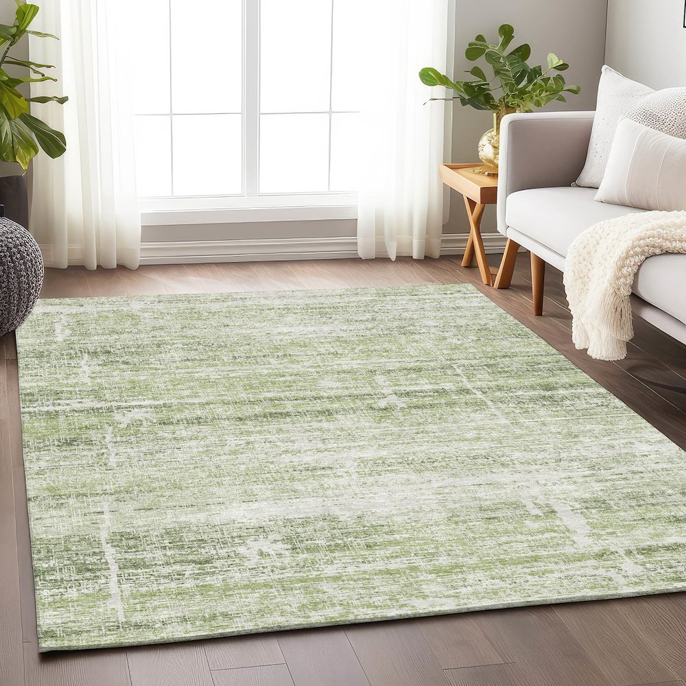 Premium Machine Washable Mayfield AMF747 Aloe 5' x 7'6" Rug. Picture 5