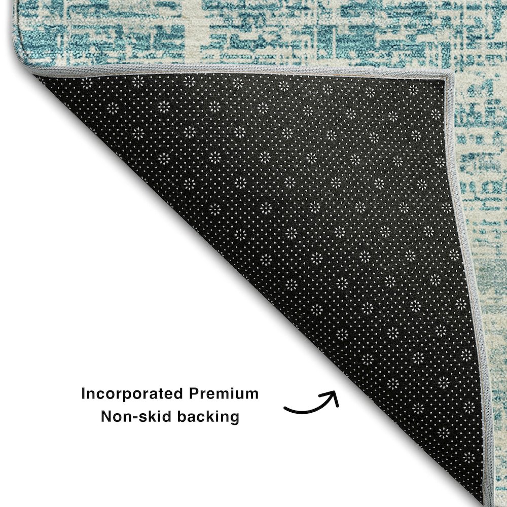 Premium Machine Washable Mayfield AMF747 Teal 2'6" x 3'10" Rug. Picture 2