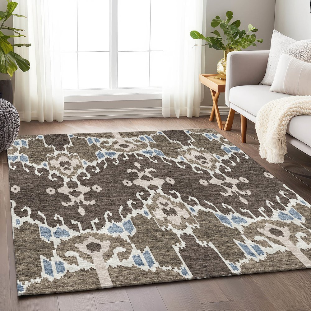 Premium Machine Washable Mayfield AMF748 Fudge 5' x 7'6" Rug. Picture 5