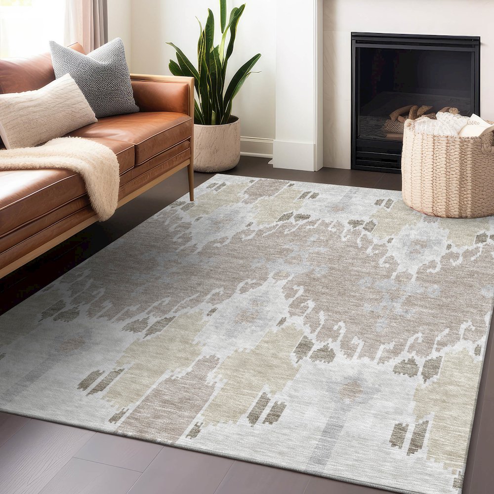 Premium Machine Washable Mayfield AMF748 Ivory 5' x 7'6" Rug. Picture 6