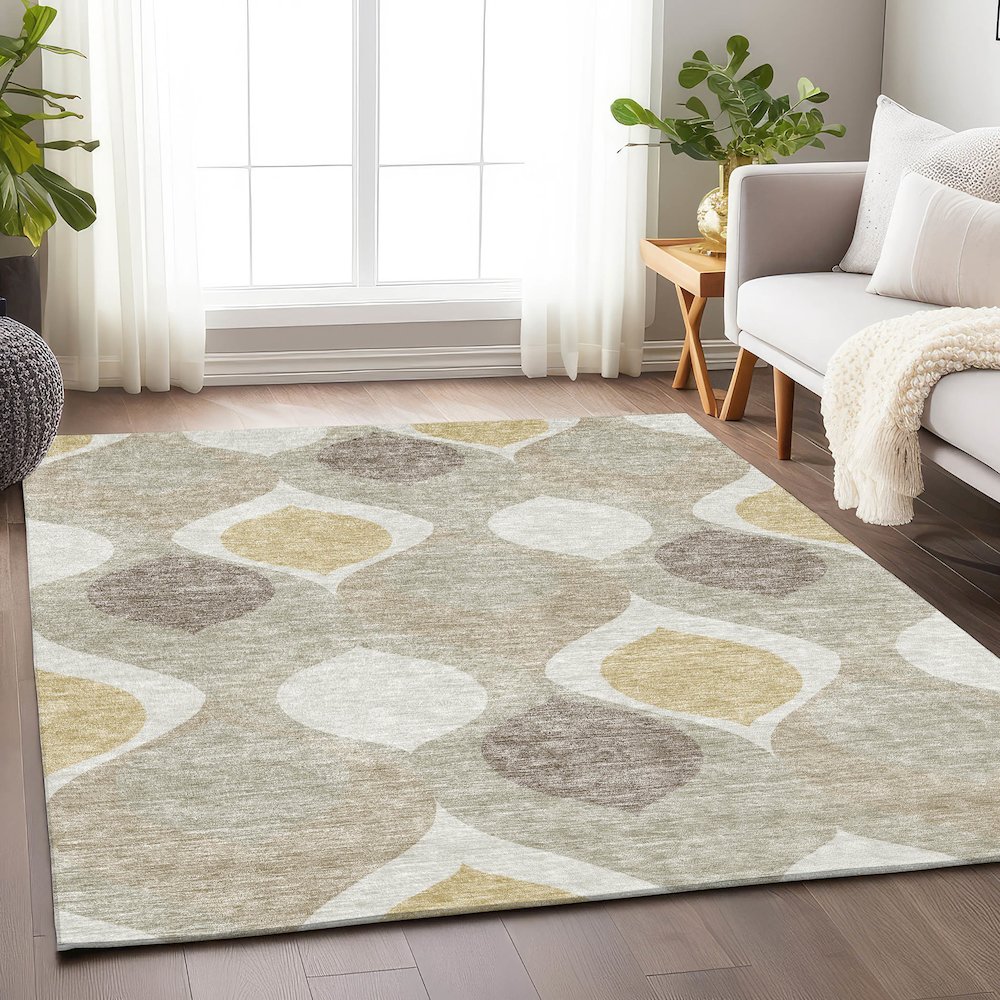 Premium Machine Washable Mayfield AMF749 Beige 5' x 7'6" Rug. Picture 5