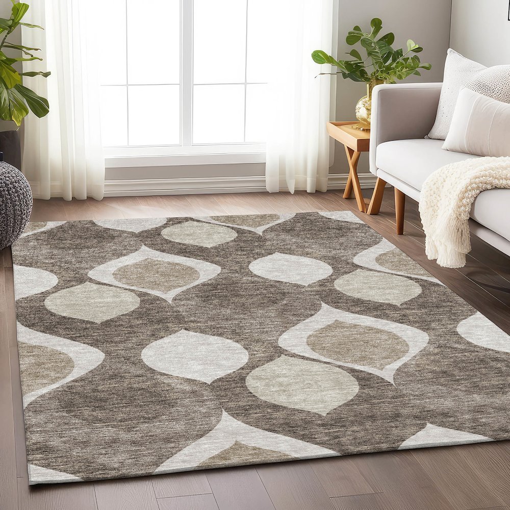 Premium Machine Washable Mayfield AMF749 Taupe 5' x 7'6" Rug. Picture 5