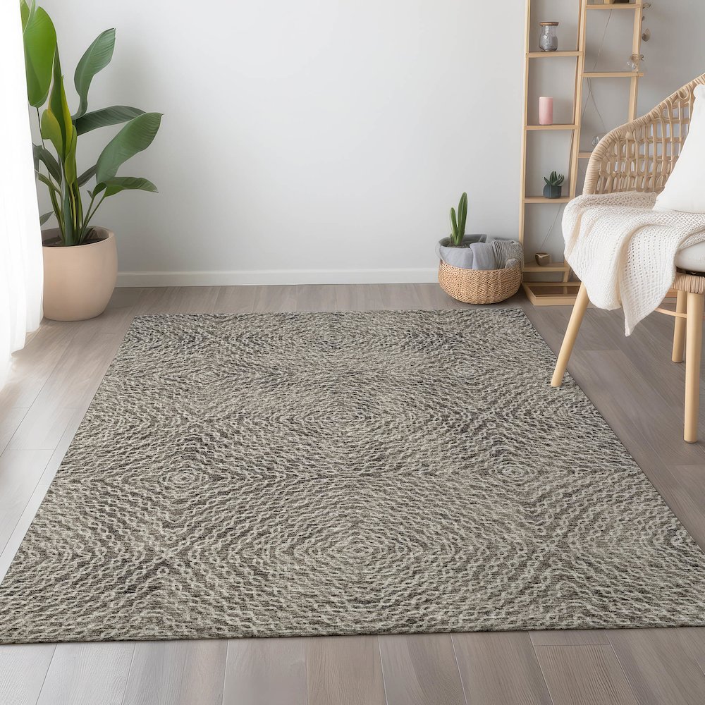 Premium Machine Washable Mayfield  Mocha 5' x 7'6" Rug. Picture 5