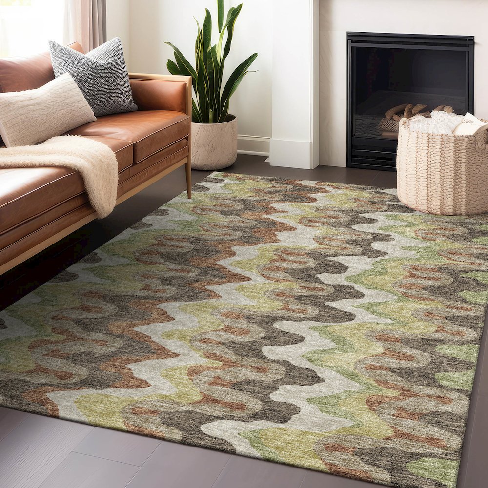 Premium Machine Washable Mayfield AMF750 Chocolate 5' x 7'6" Rug. Picture 6