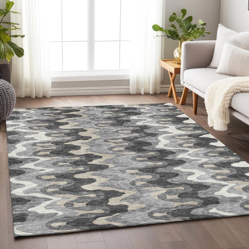 Premium Machine Washable Mayfield AMF750 Gray 5' x 7'6" Rug. Picture 5
