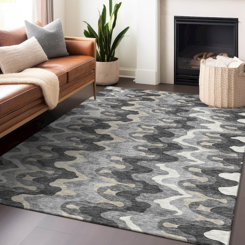 Premium Machine Washable Mayfield AMF750 Gray 5' x 7'6" Rug. Picture 6
