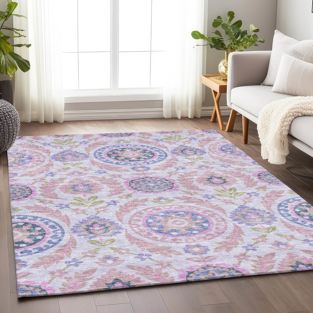 Premium Machine Washable Mayfield AMF751 Blush 5' x 7'6" Rug. Picture 5