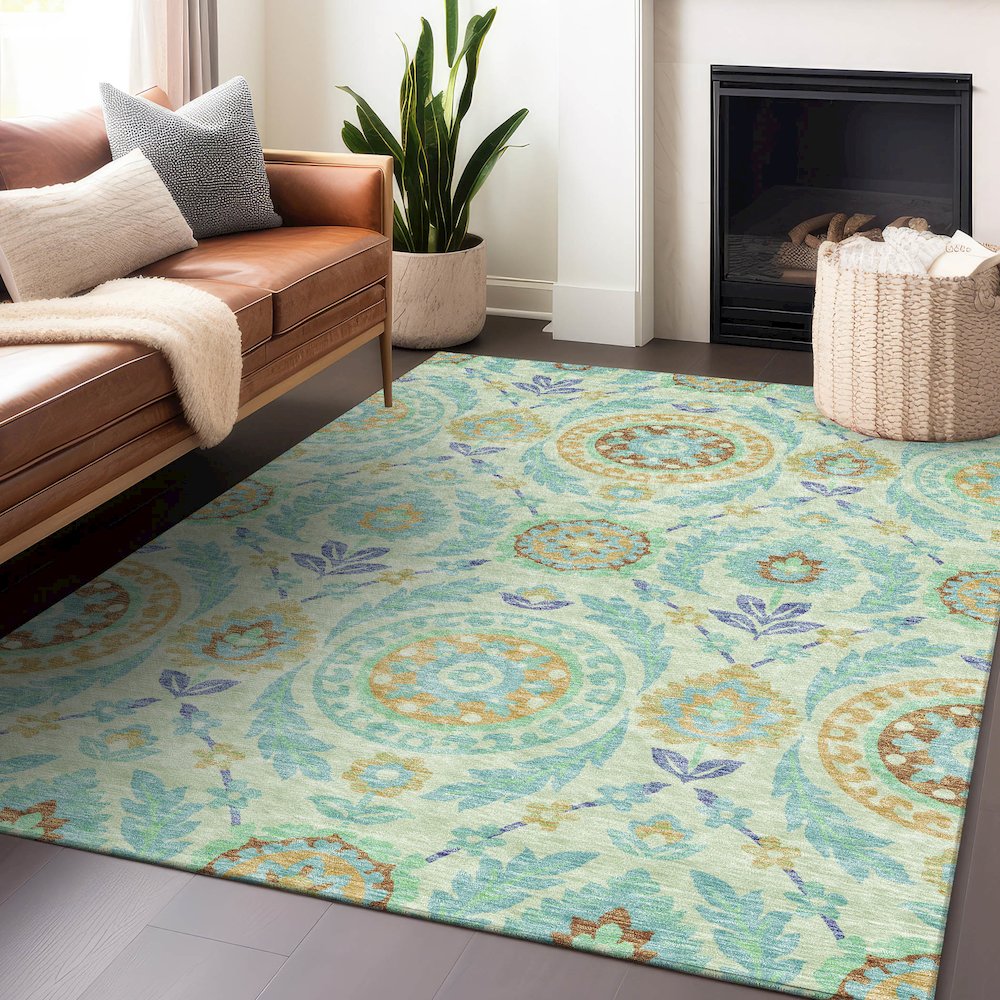 Premium Machine Washable Mayfield AMF751 Mint 5' x 7'6" Rug. Picture 6