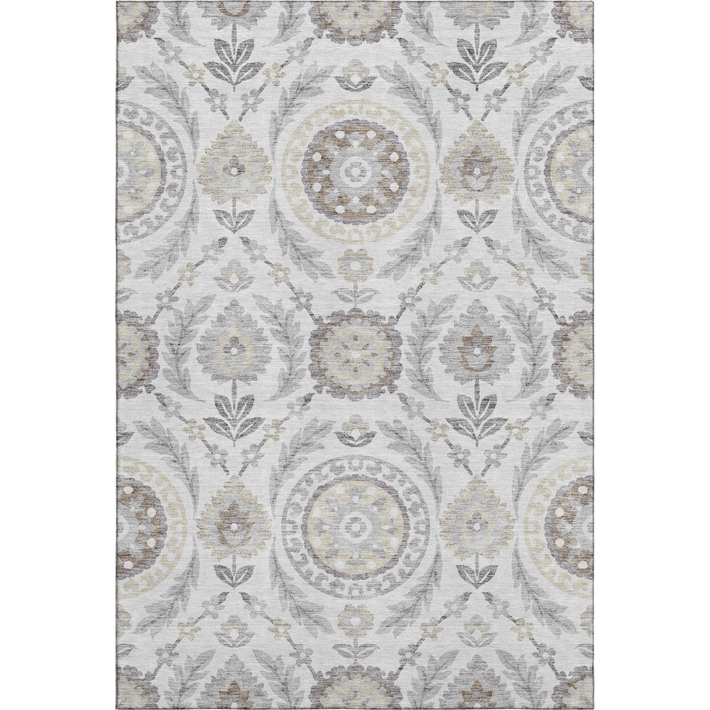 Premium Machine Washable Mayfield AMF751 Silver 5' x 7'6" Rug. Picture 1