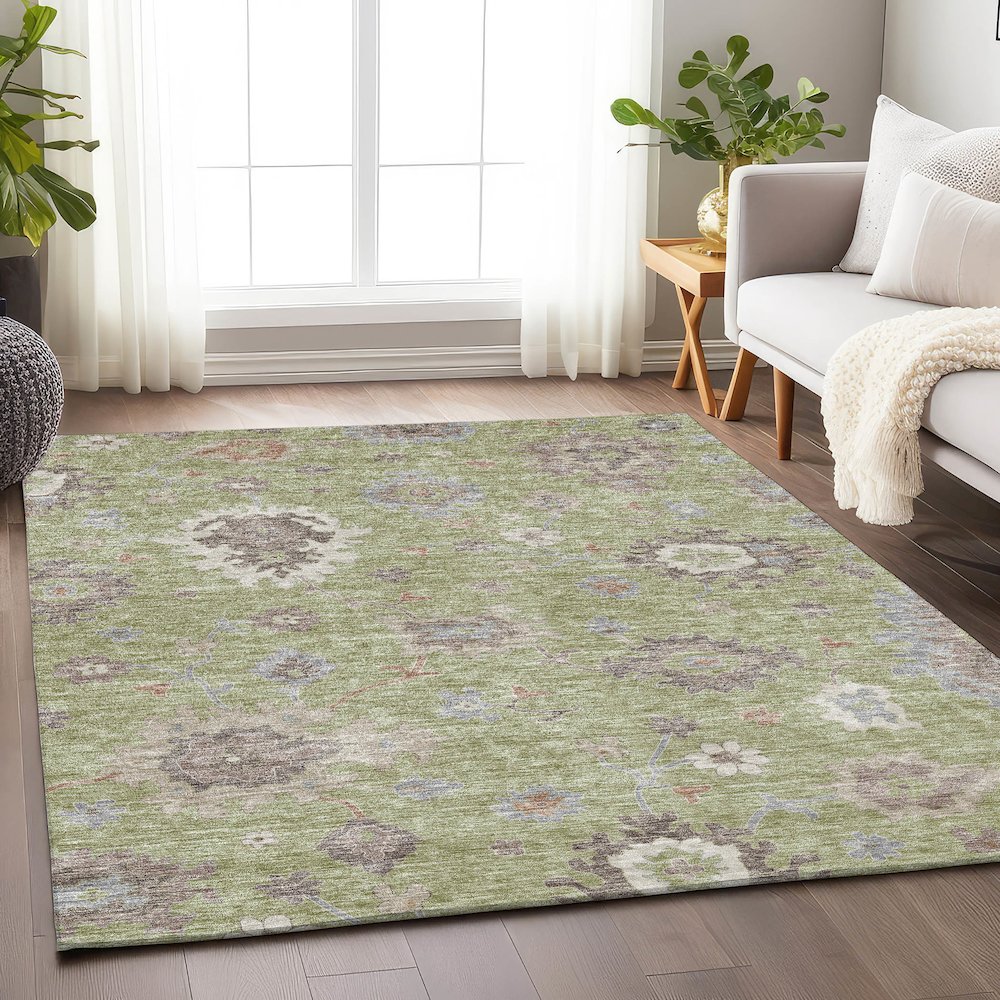 Premium Machine Washable Mayfield AMF753 Aloe 5' x 7'6" Rug. Picture 5