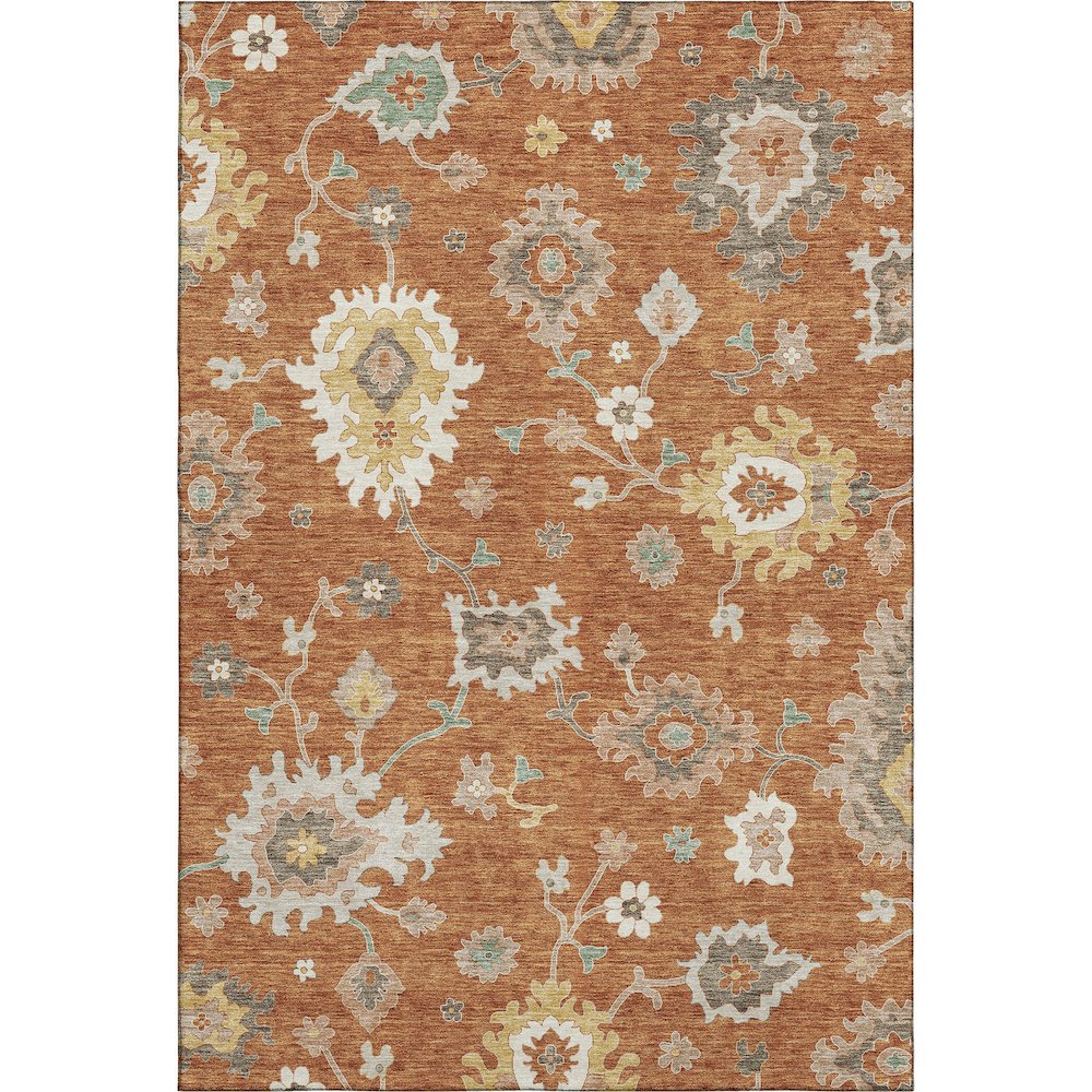 Premium Machine Washable Mayfield AMF753 Paprika 5' x 7'6" Rug. Picture 1