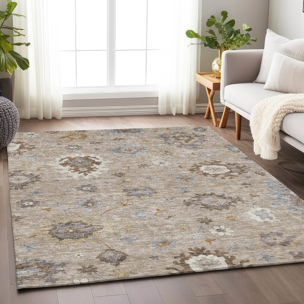 Premium Machine Washable Mayfield AMF753 Taupe 5' x 7'6" Rug. Picture 5