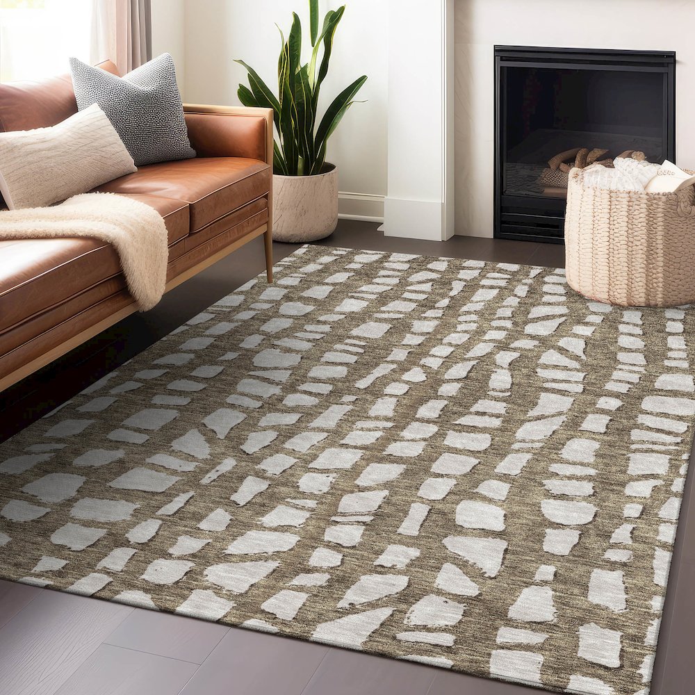 Premium Machine Washable Mayfield AMF754 Brown 5' x 7'6" Rug. Picture 6