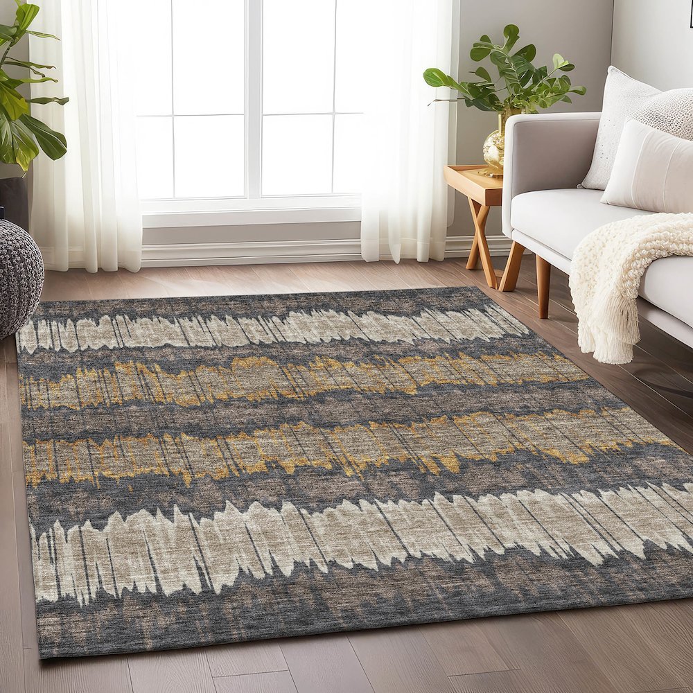 Premium Machine Washable Mayfield AMF755 Fudge 5' x 7'6" Rug. Picture 5