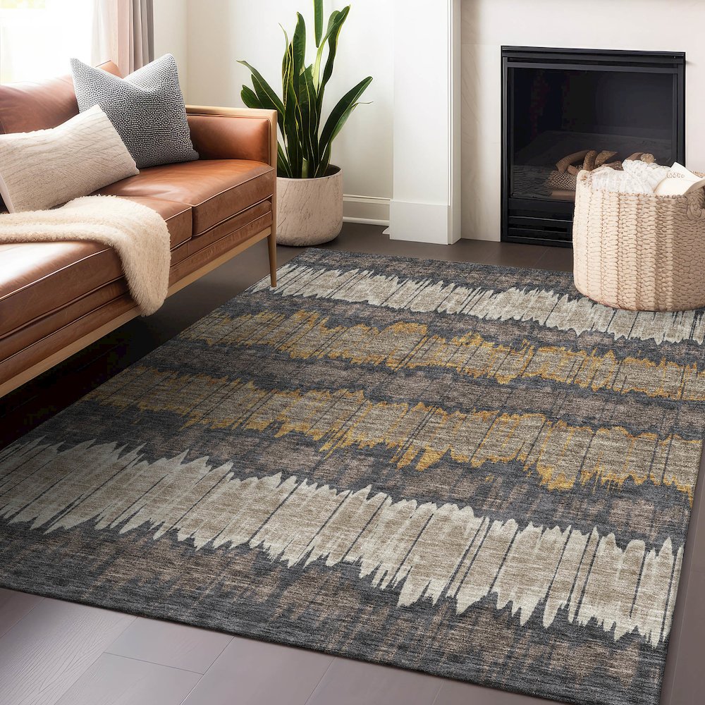 Premium Machine Washable Mayfield AMF755 Fudge 5' x 7'6" Rug. Picture 6