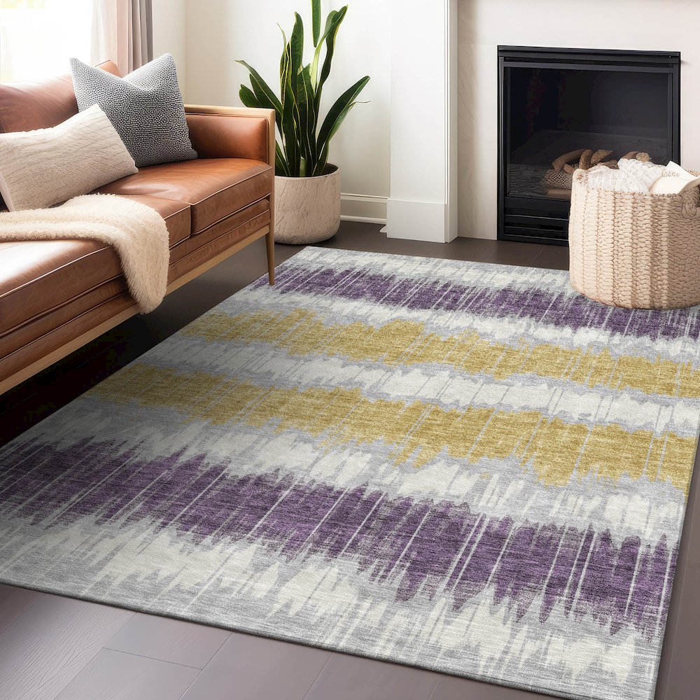Premium Machine Washable Mayfield AMF755 Silver 5' x 7'6" Rug. Picture 6