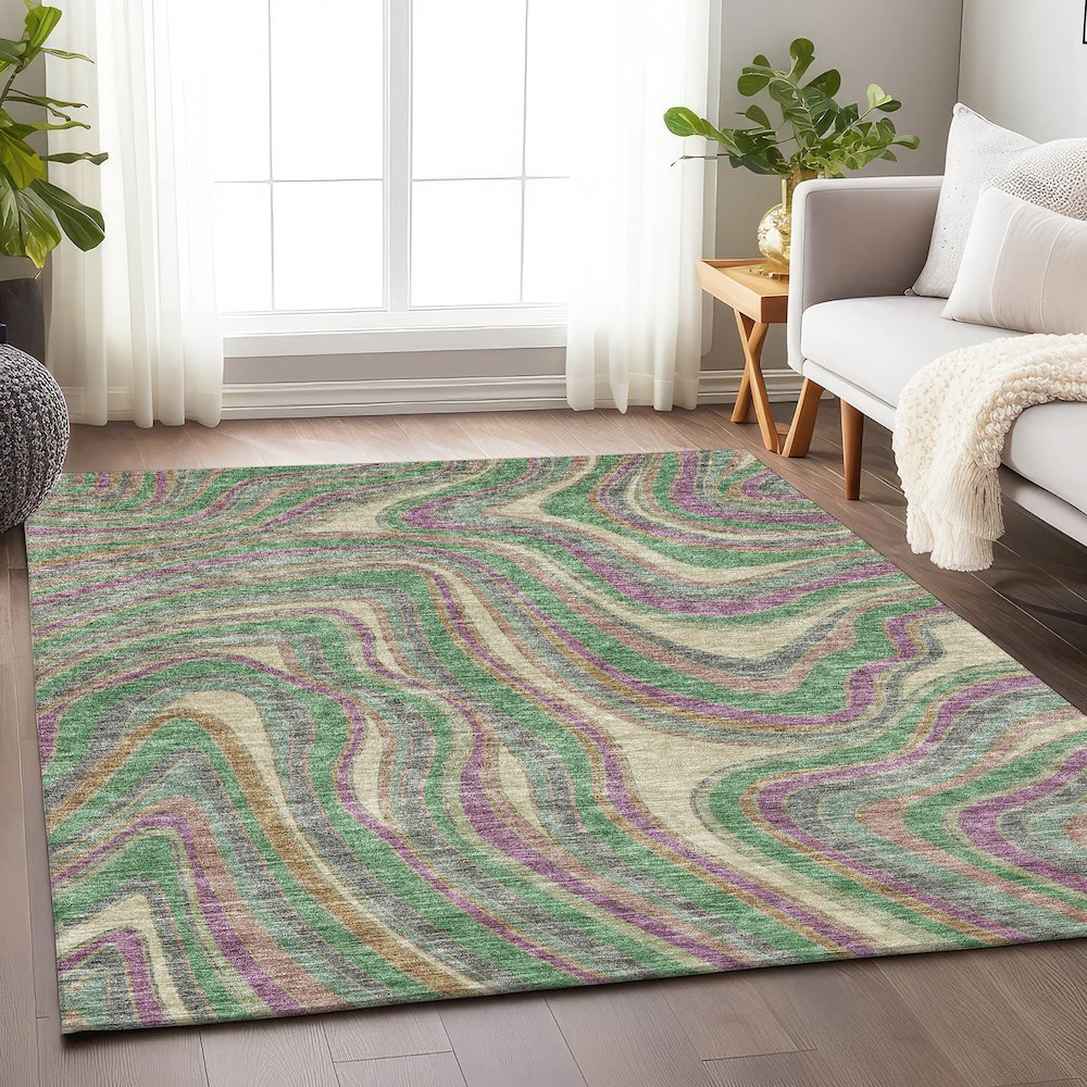 Premium Machine Washable Mayfield AMF756 Graphite 5' x 7'6" Rug. Picture 5