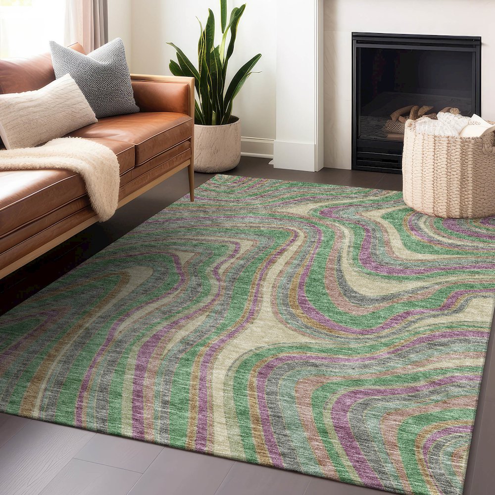 Premium Machine Washable Mayfield AMF756 Graphite 5' x 7'6" Rug. Picture 6